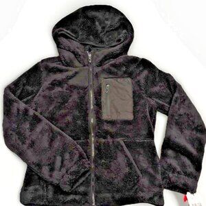 Spyder Black Sherpa Teddy Full Zip Hooded Jacket Women's Size XL New